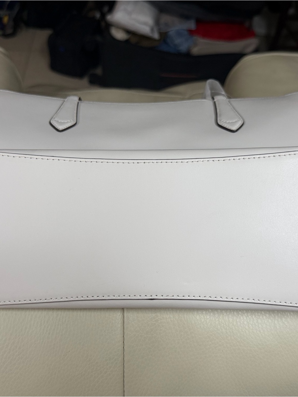 NWT Kate Spade New York White Leather Tote Bag with Orange Charm - Picture 7 of 7